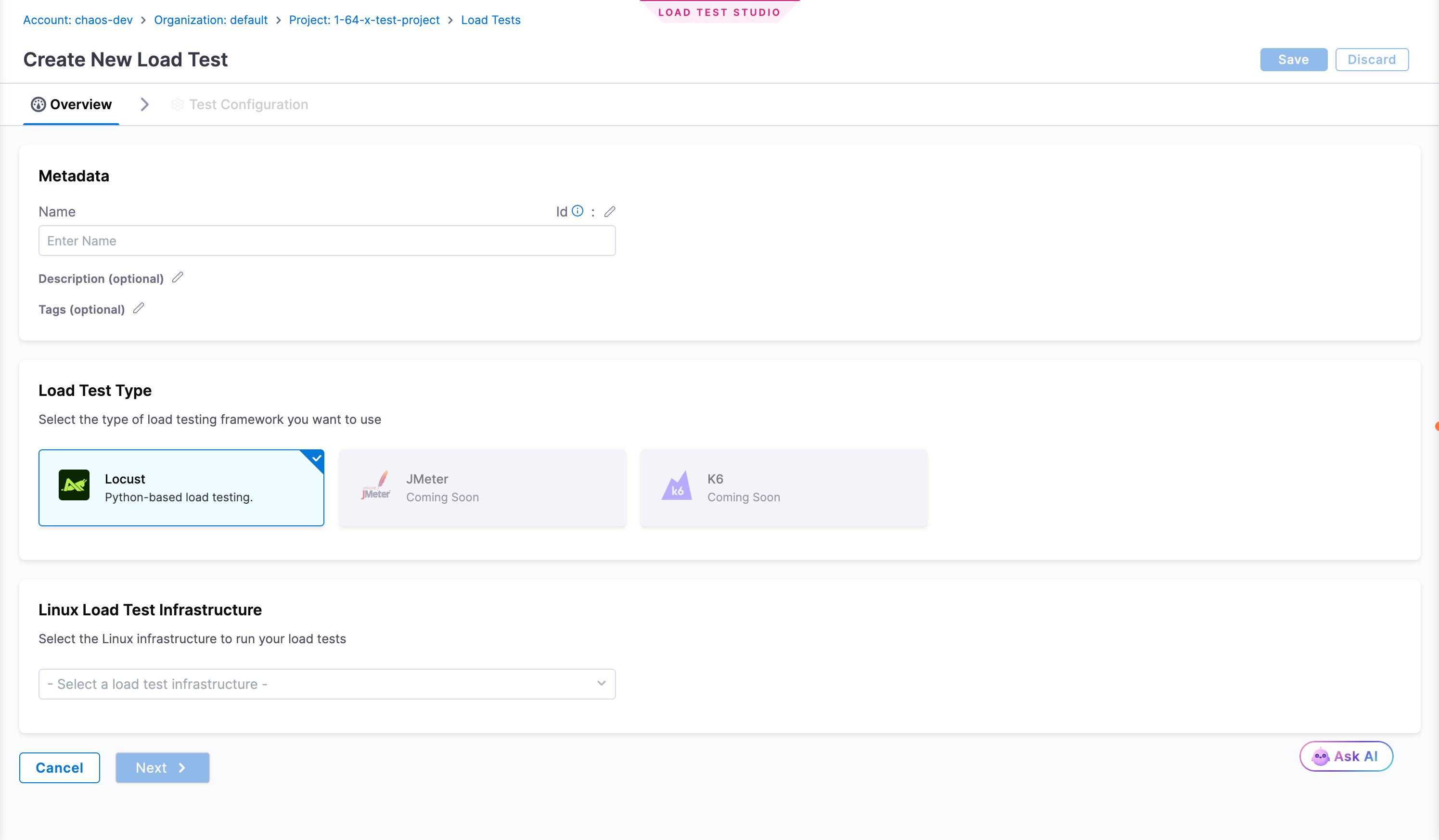 Load Test Configuration